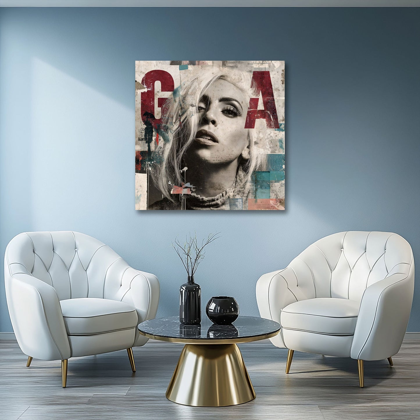 Pop Art Gaga ritratto in bianco nero con tipografia quadro