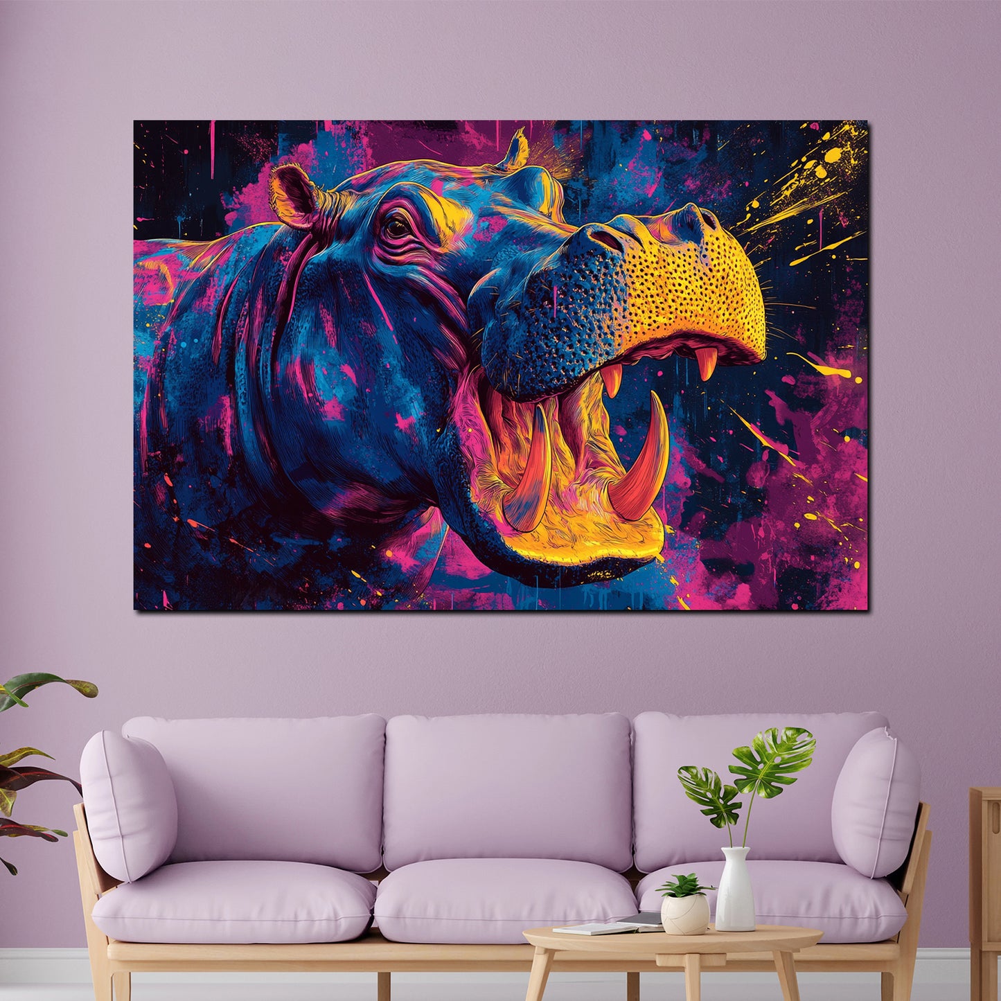 Pop art ippopotamo colori vivaci quadro