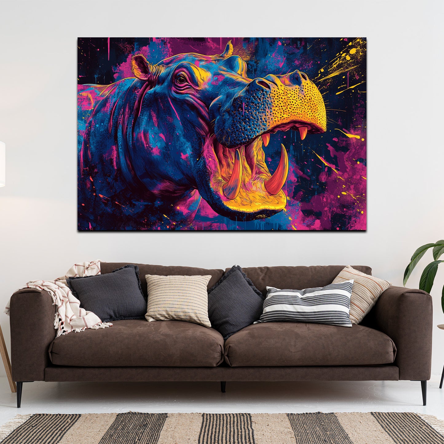 Pop art ippopotamo colori vivaci quadro