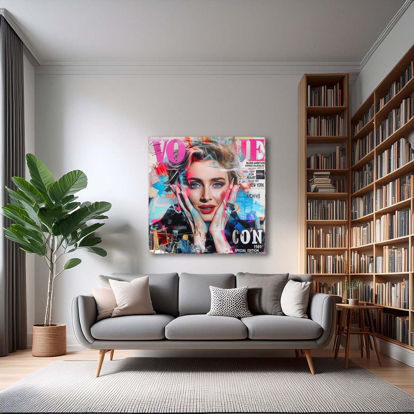 Pop Art Madonna ritratto stile rivista colori vivaci quadro