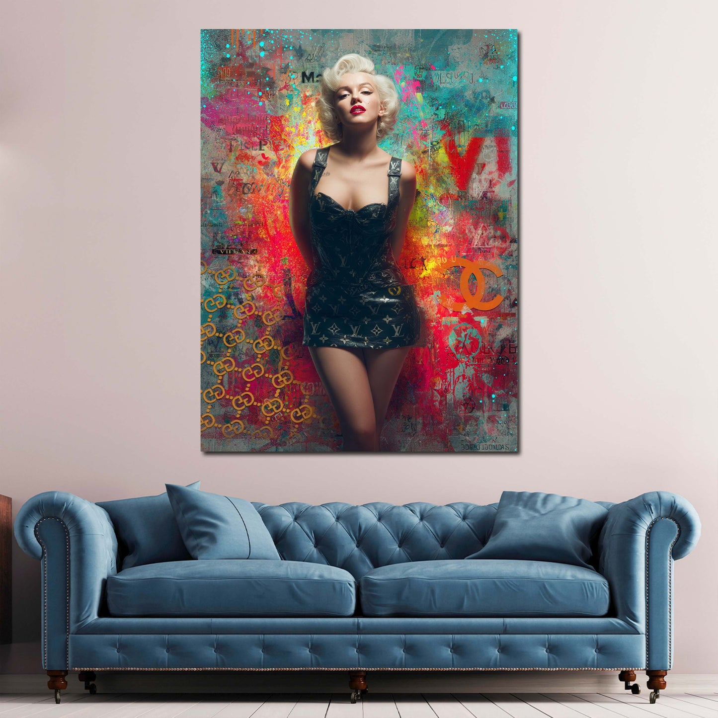 Pop Art Marilyn fashion su sfondo colorato quadro