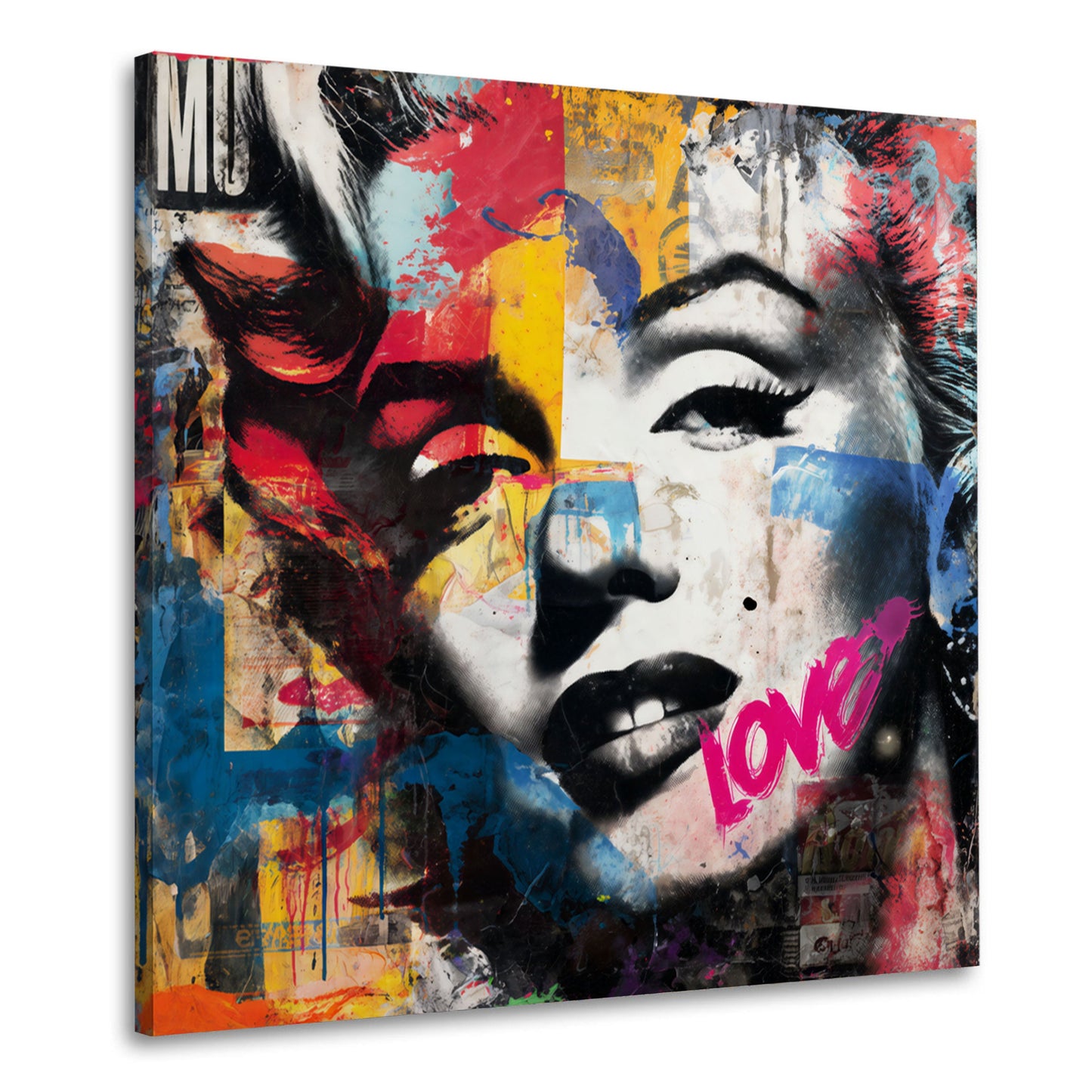 Pop Art Marilyn ritratto bianco nero con accenti di colore quadro