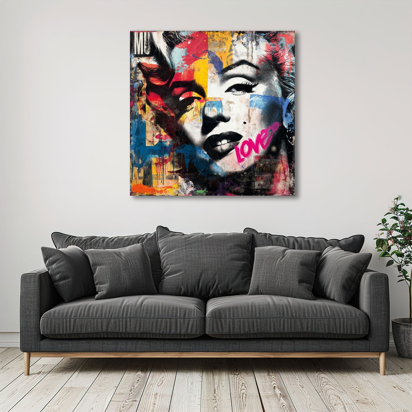 Pop Art Marilyn ritratto bianco nero con accenti di colore quadro