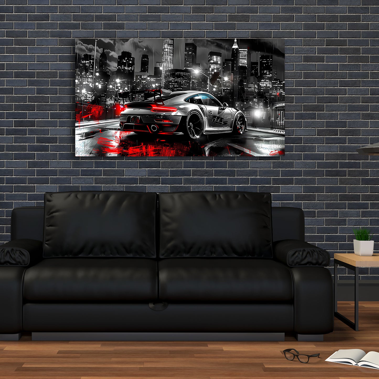 Pop Art Porsche auto sportivo città notte quadro