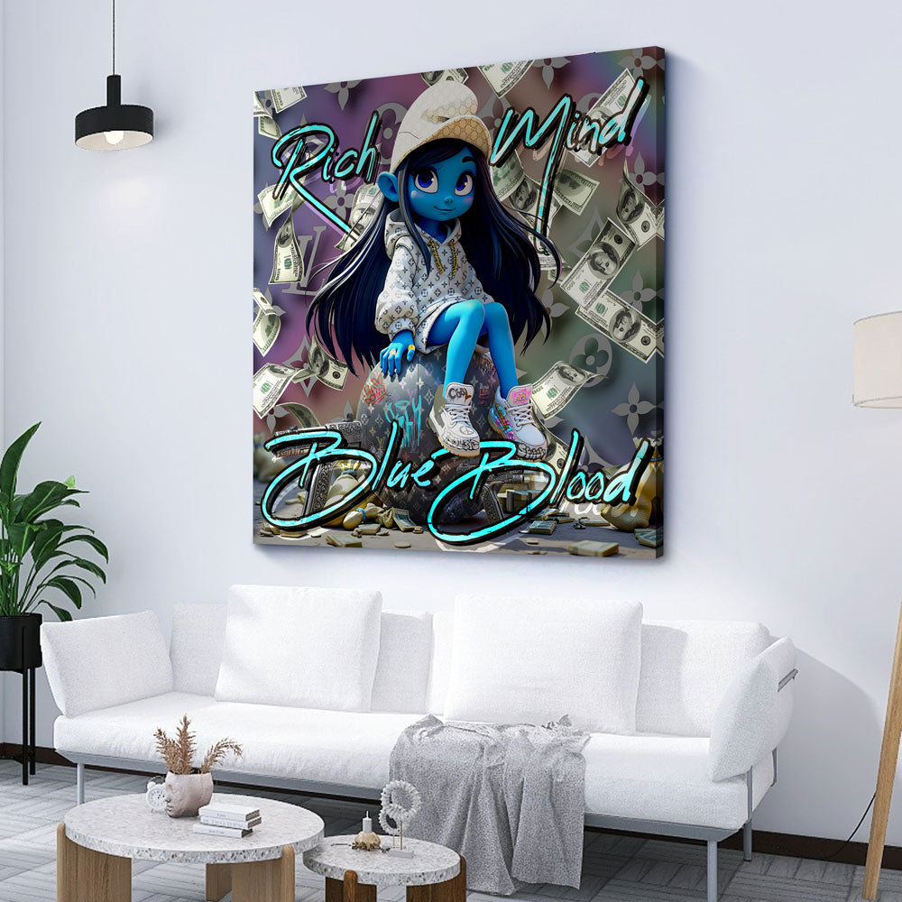 Pop Art puffetta con look di lusso e soldi quadro