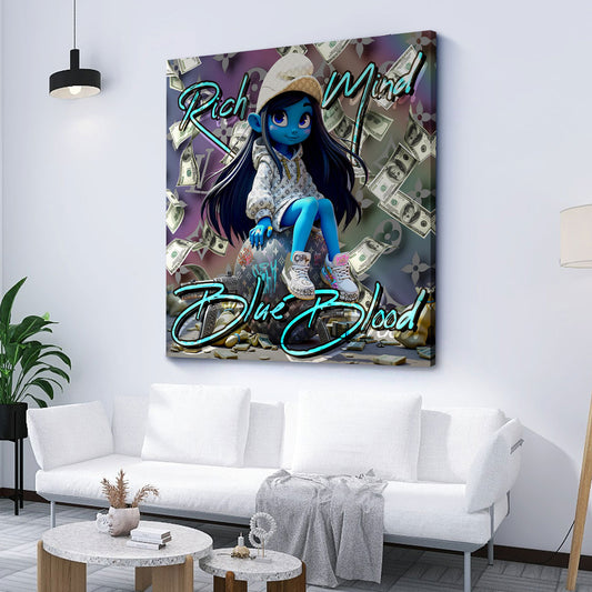 Pop Art puffetta con look di lusso e soldi quadro