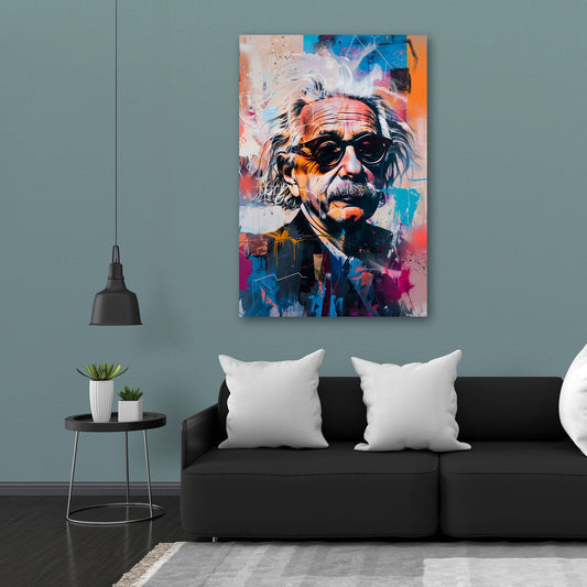 Pop Art ritratto Albert scienziato astratto colori vivaci quadro