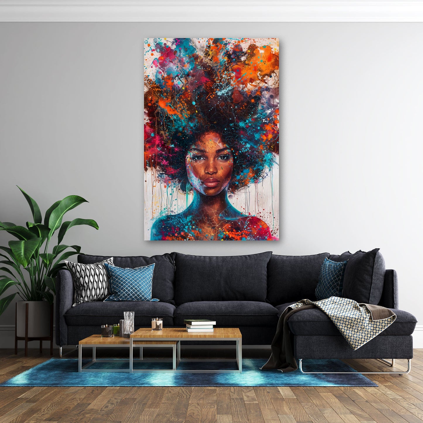 Pop Art ritratto donna africana capelli afro colori quadro