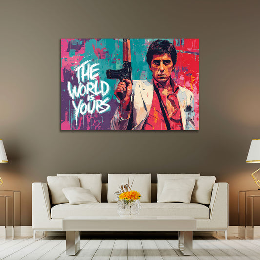 Pop Art street art graffiti Scarface the world is yours gangster quadro