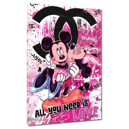 Pop Art topi amore chanel rosa bacio quadro