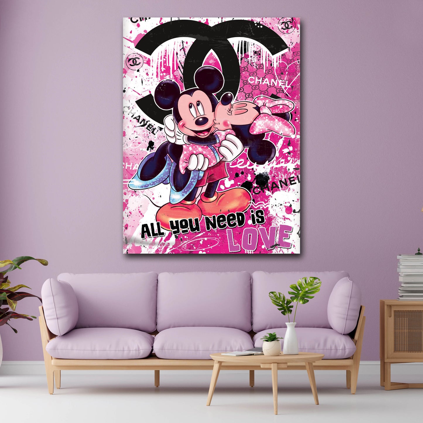 Pop Art topi amore chanel rosa bacio quadro