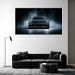 Porsche 911 nera di fronte in atmosfera di fumo scenica quadro