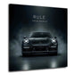 Porsche nera con scritta Rule Your World motivazionale quadro