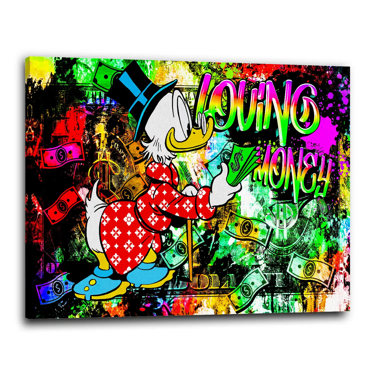 Quadro Zio Paperone motivazionale Pop Art Loving Money