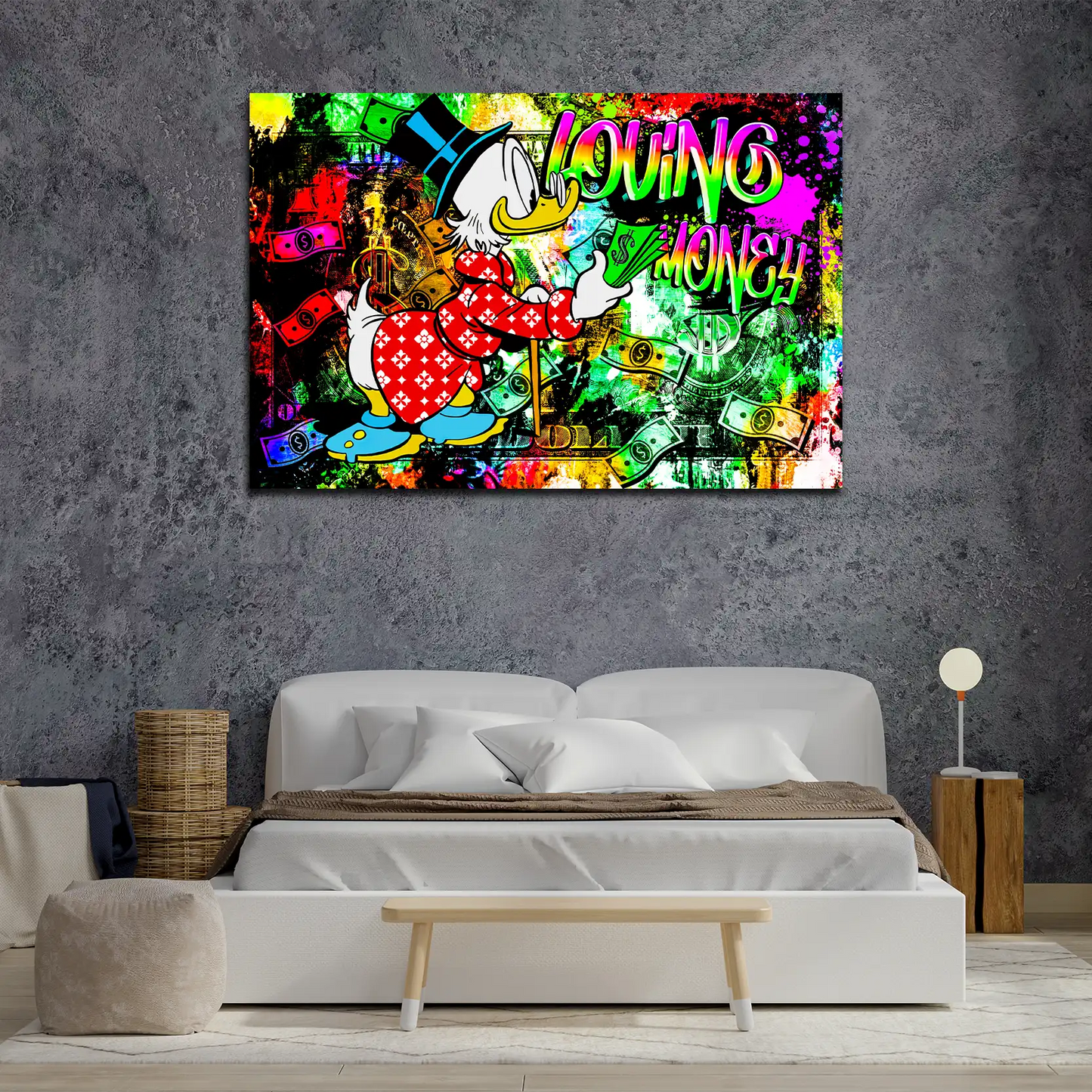 Quadro Zio Paperone motivazionale Pop Art Loving Money