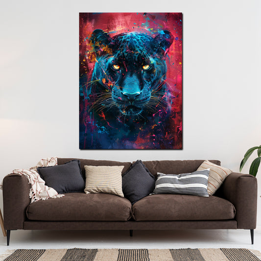 Quadro pop art pantera luminoso moderno colorato