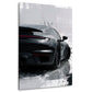Retro di Porsche nera con tracce di colore astratte quadro