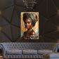 Ritratto africana elegante con turbante colorato oro quadro