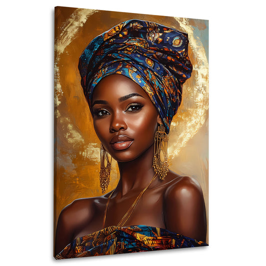 Ritratto africana elegante con turbante e gioielli quadro