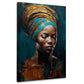 Ritratto africano donna turbante gioielli eleganza arte quadro
