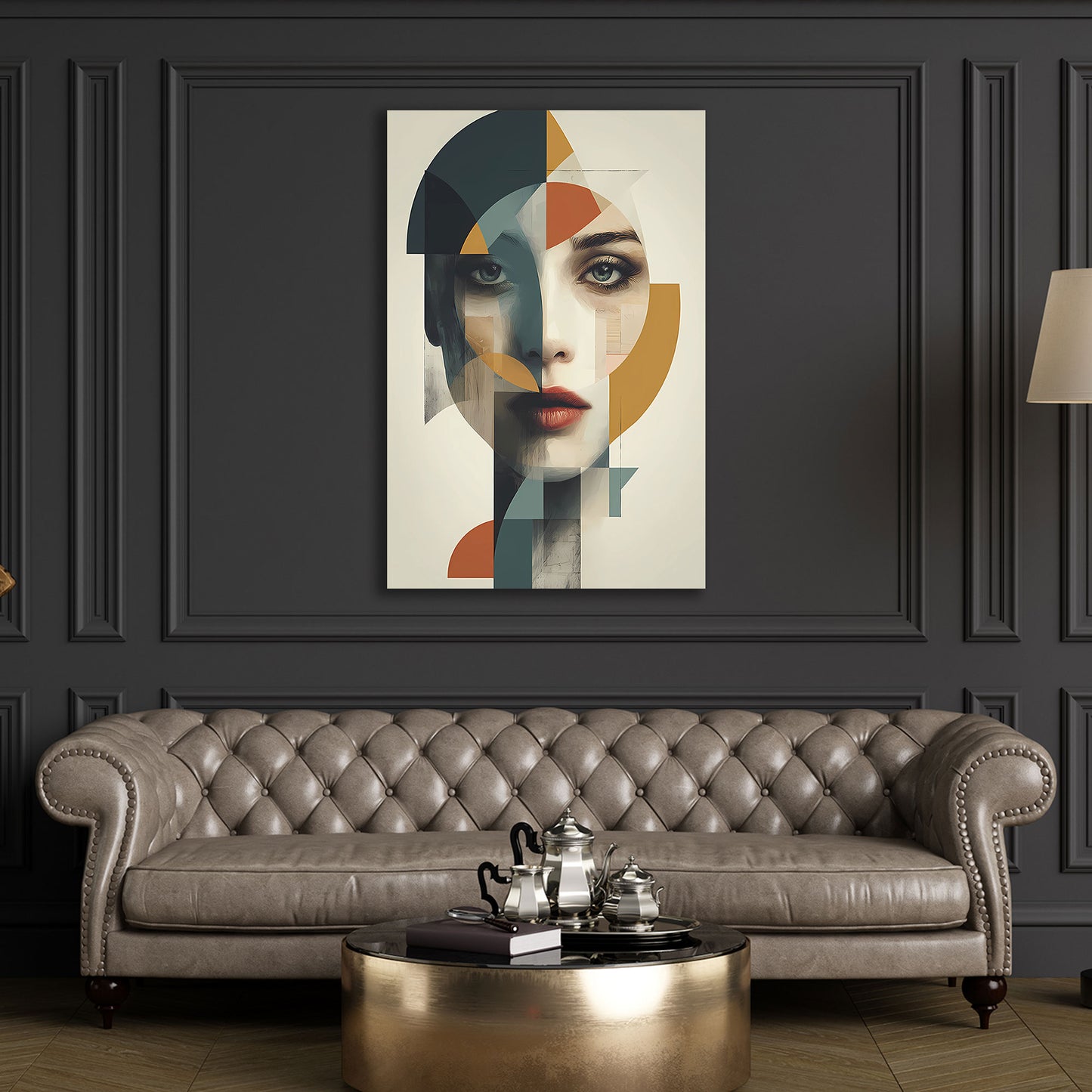 Ritratto astratto femminile arte geometrica quadro