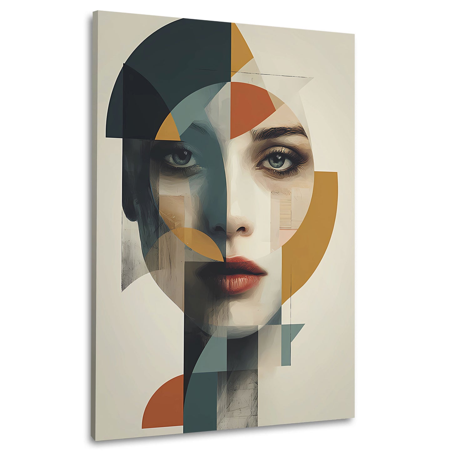 Ritratto astratto femminile arte geometrica quadro