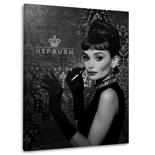 Ritratto Audrey elegante bianco nero icona stile classico quadro