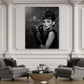 Ritratto Audrey elegante bianco nero icona stile classico quadro