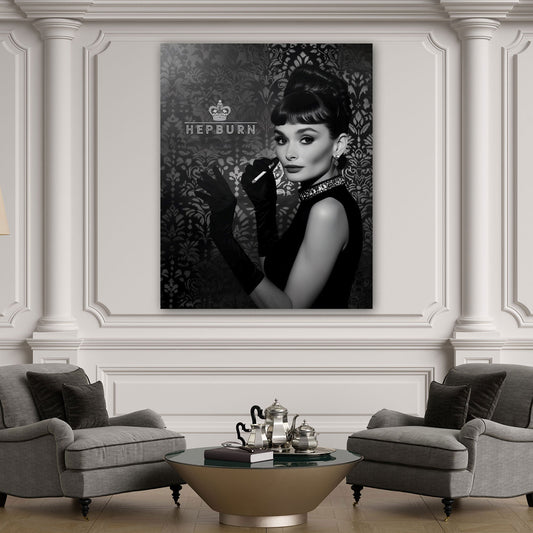 Ritratto Audrey elegante bianco nero icona stile classico quadro