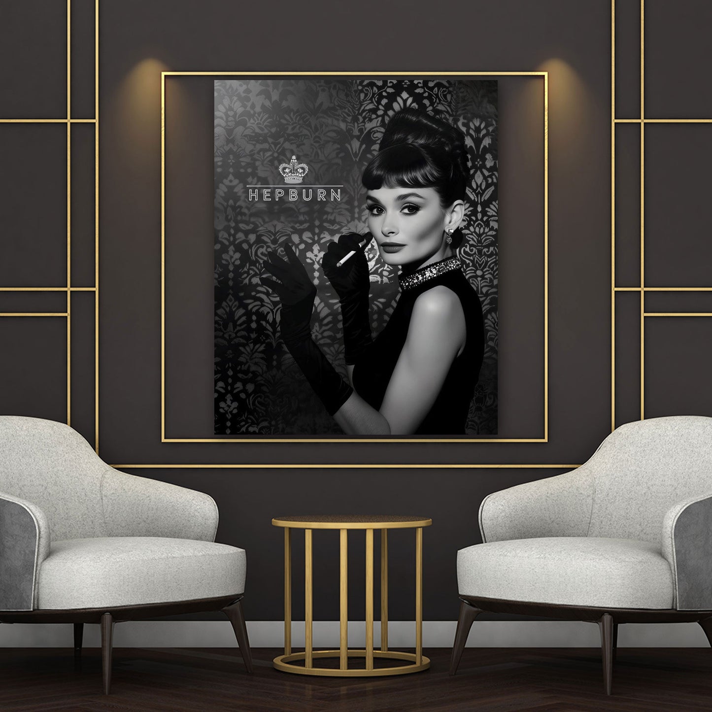 Ritratto Audrey elegante bianco nero icona stile classico quadro