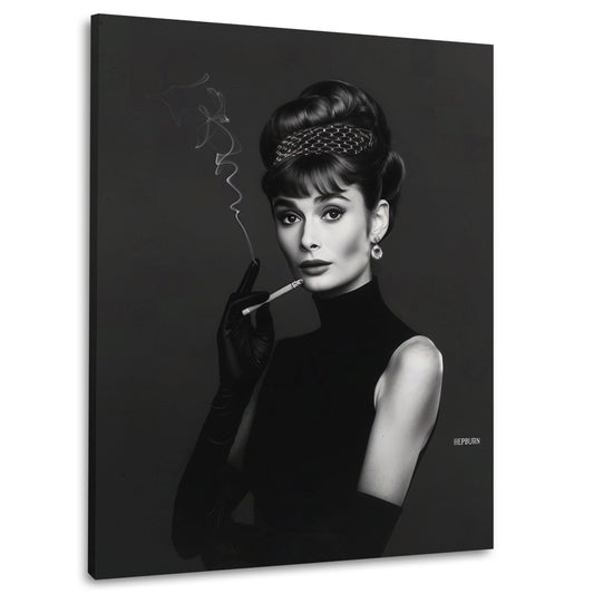 Ritratto Audrey elegante minimal bianco nero icona stile quadro