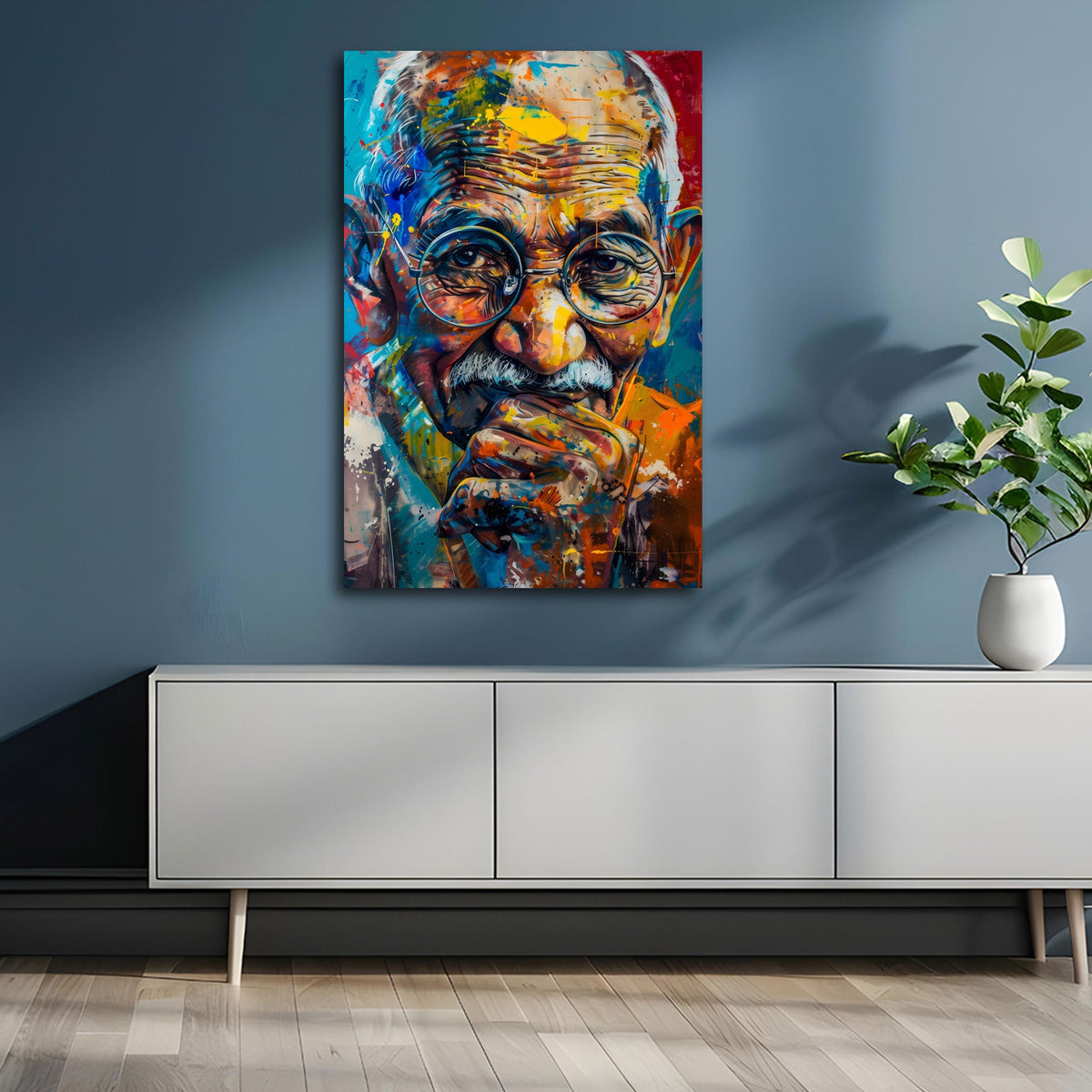 Quadro Gandhi moderno in soggiorno