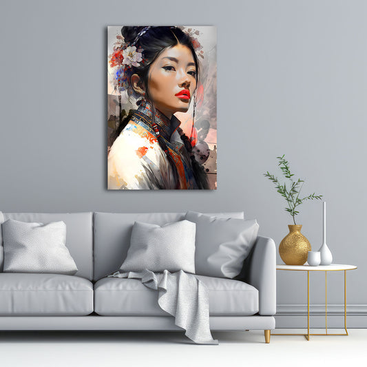 Ritratto donna asiatica tradizione arte moderna quadro