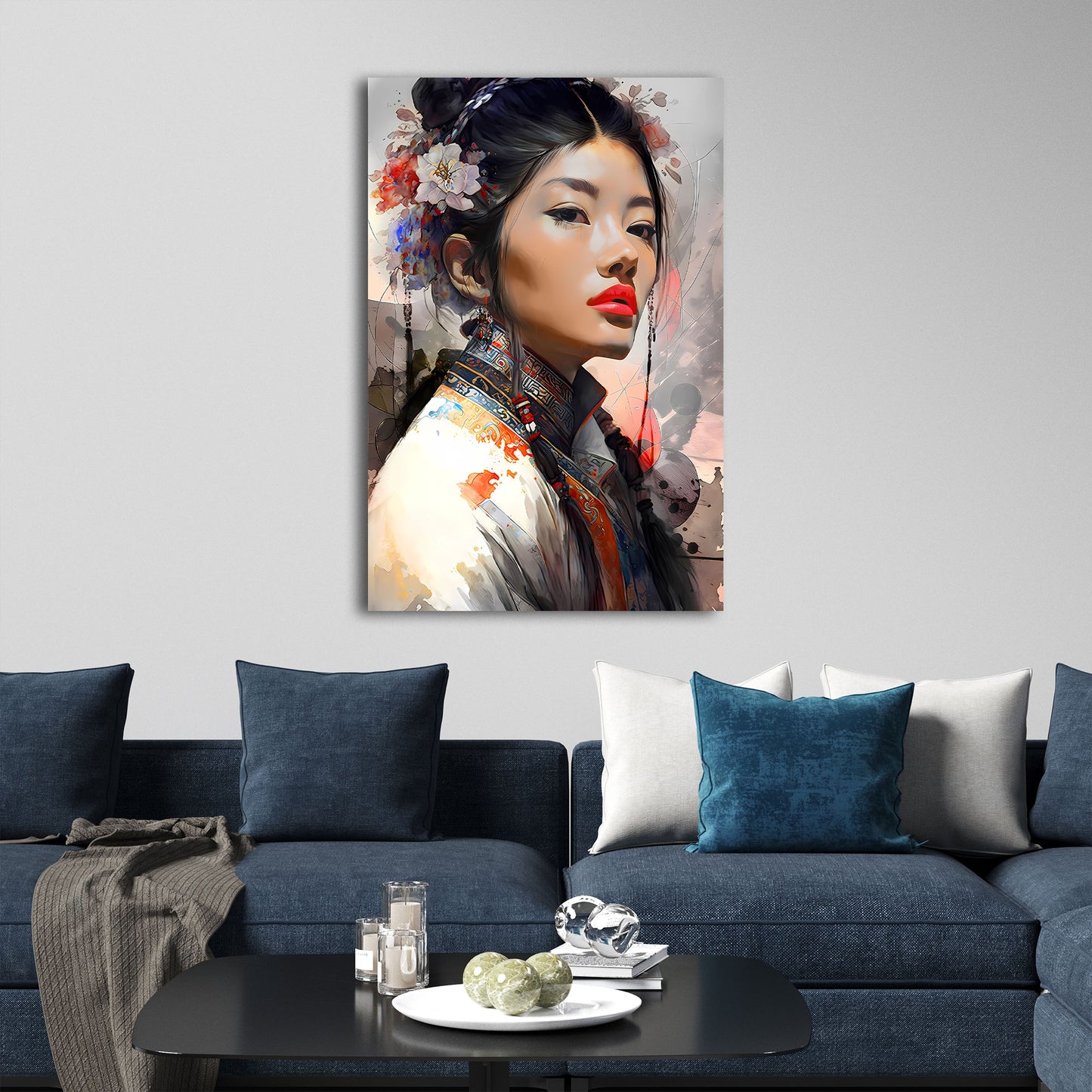 Ritratto donna asiatica tradizione arte moderna quadro