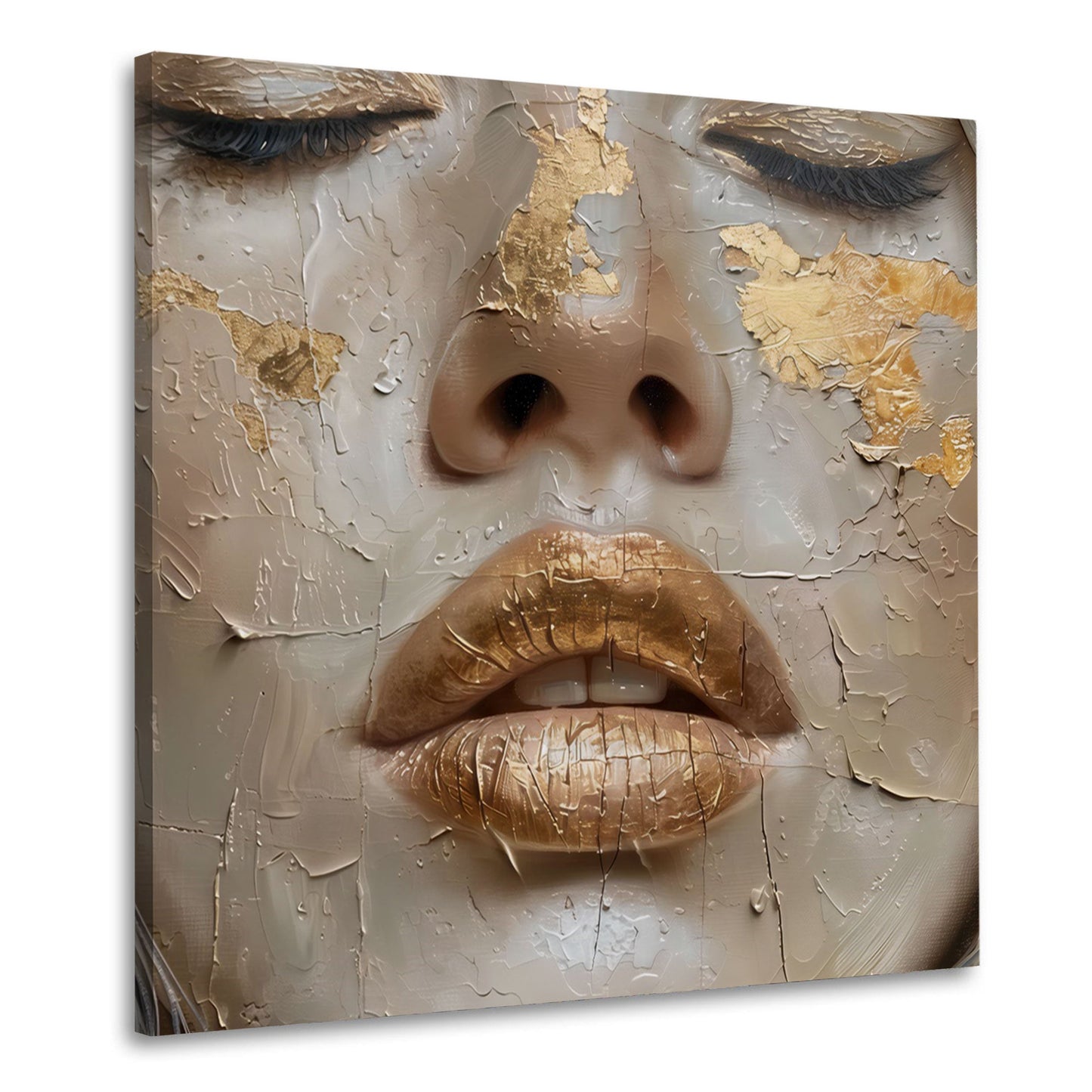 Ritratto donna oro texture in stile contemporaneo quadro