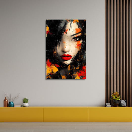 Ritratto femminile asiatico sguardo profondo quadro