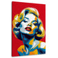 Ritratto femminile retrò Pop Art con riccioli rosso e blu quadro
