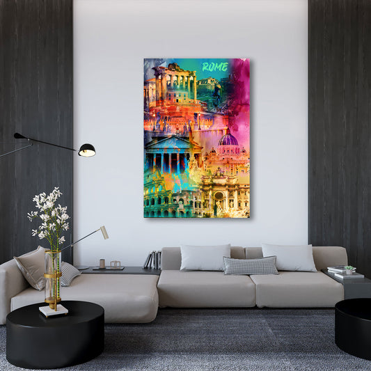 Roma Pop Art monumenti storici colosseo san pietro quadro