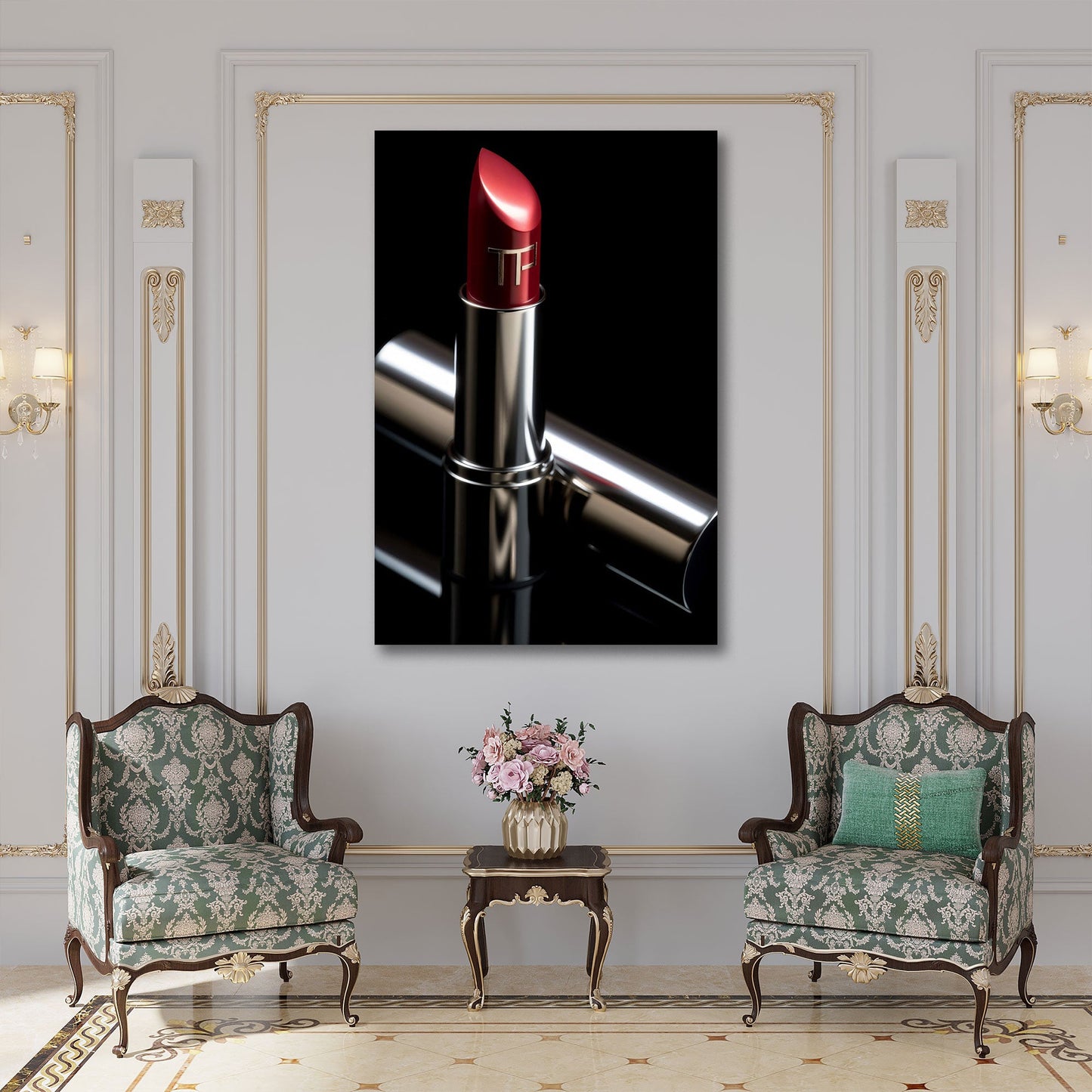 Rossetto rosso lusso nero in stile contemporaneo quadro