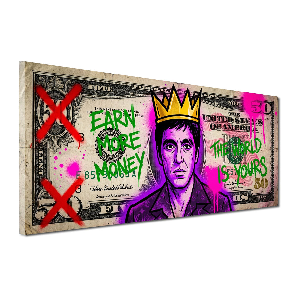 Scarface Il Mondo e Tuo Dollari Pop Art Graffiti moderno quadro