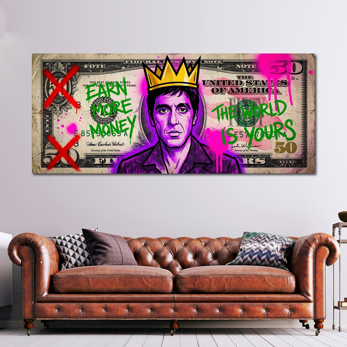 Scarface Il Mondo e Tuo Dollari Pop Art Graffiti moderno quadro