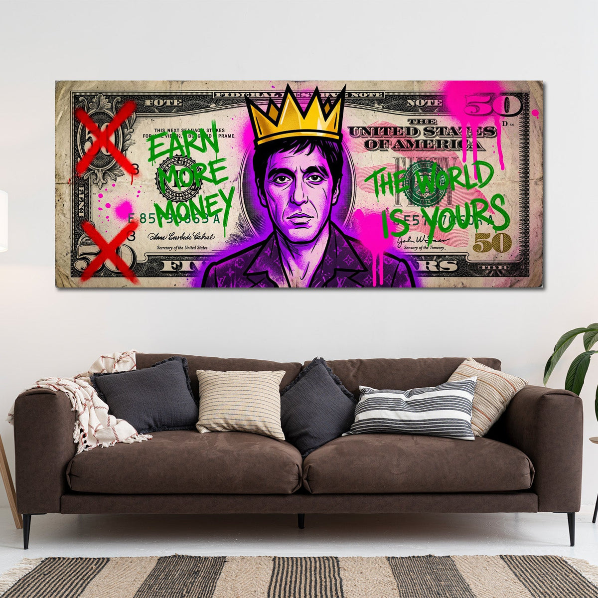 Scarface Il Mondo e Tuo Dollari Pop Art Graffiti moderno quadro