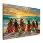 Scena spiaggia donne colorata con colori intensi quadro