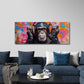 Scimpanzé con cuffie arancioni in stile graffiti panorama quadro