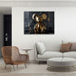 Scultura dorata di topo su marmo nero decorativo quadro
