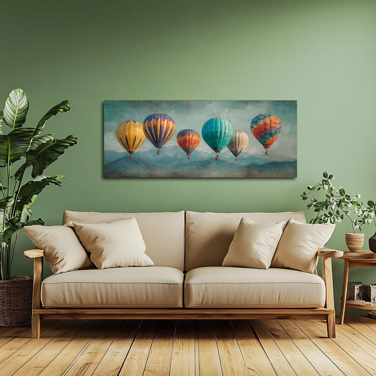 Quadro panorama mongolfiere blu ambientato