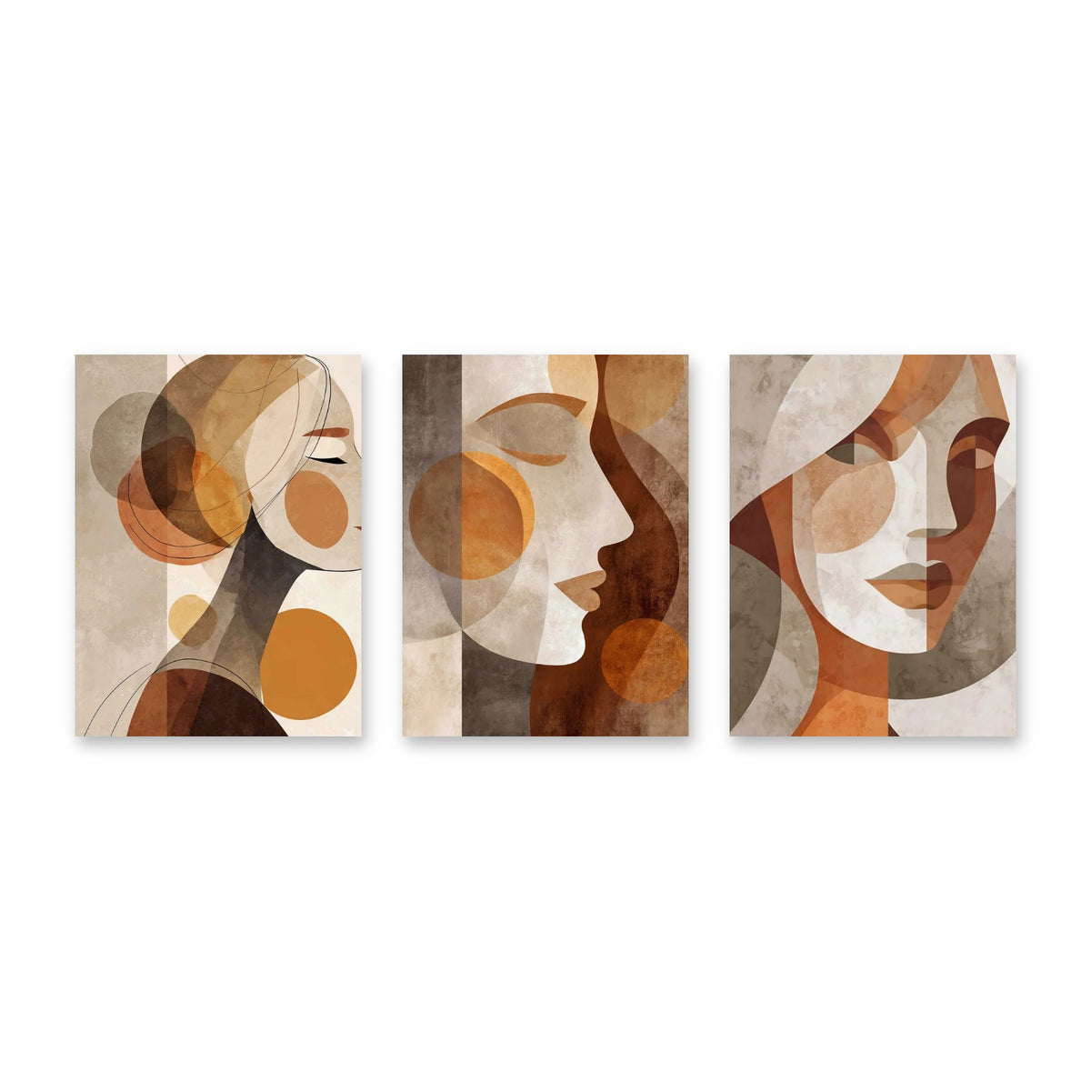 Set di 3 quadri Volti femminili astratti – tre stampe su tela