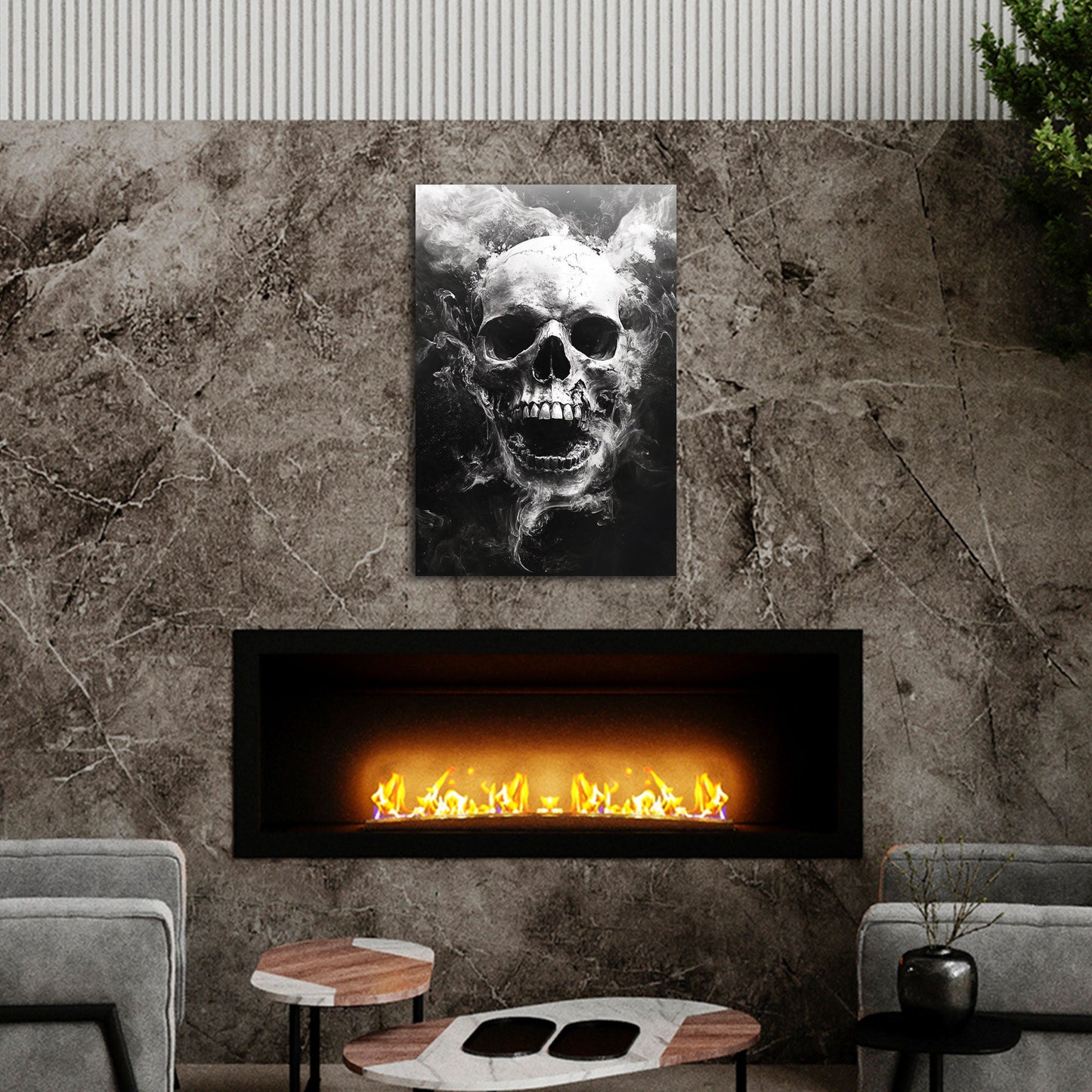 Skull espressivo drammatico con colori brillanti quadro