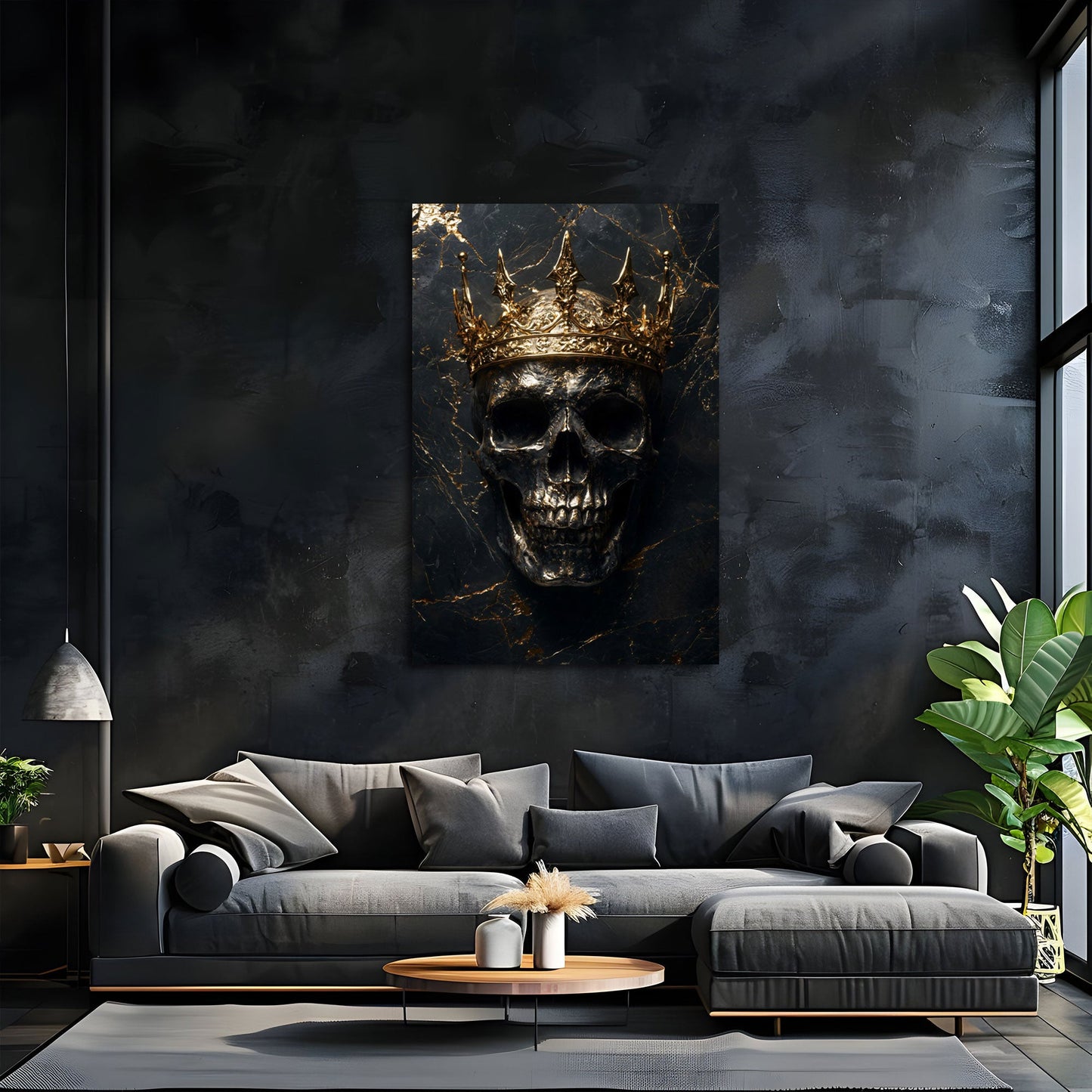 Skull king scuro espressivo con colori brillanti quadro