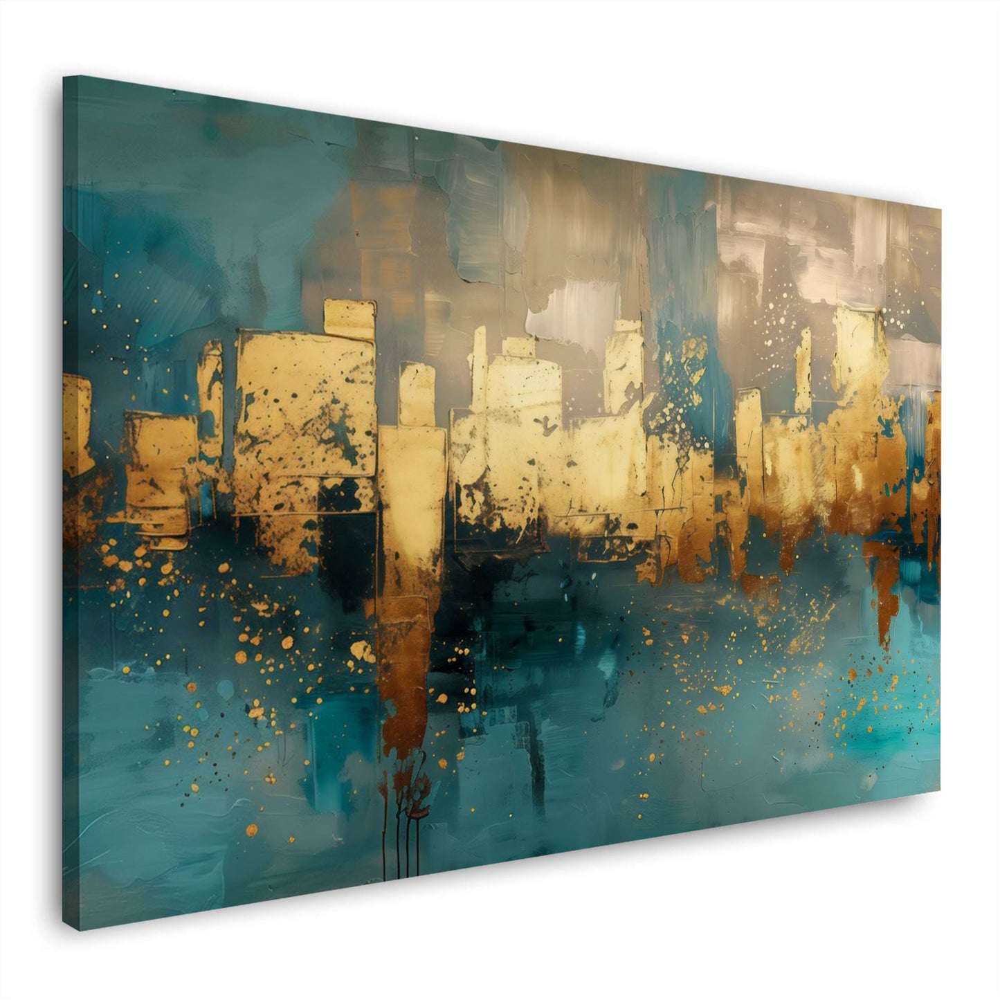 Skyline astratta oro turchese con colori intensi quadro